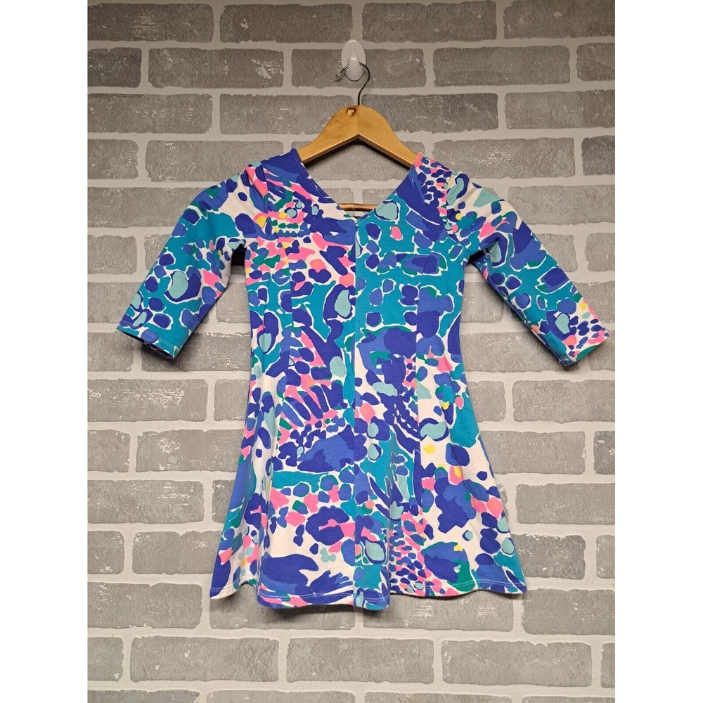 Lilly Pulitzer Girls Hit the Spot Amelia Dress Floral 3/4 Sleeve Size M‎ (6-7)